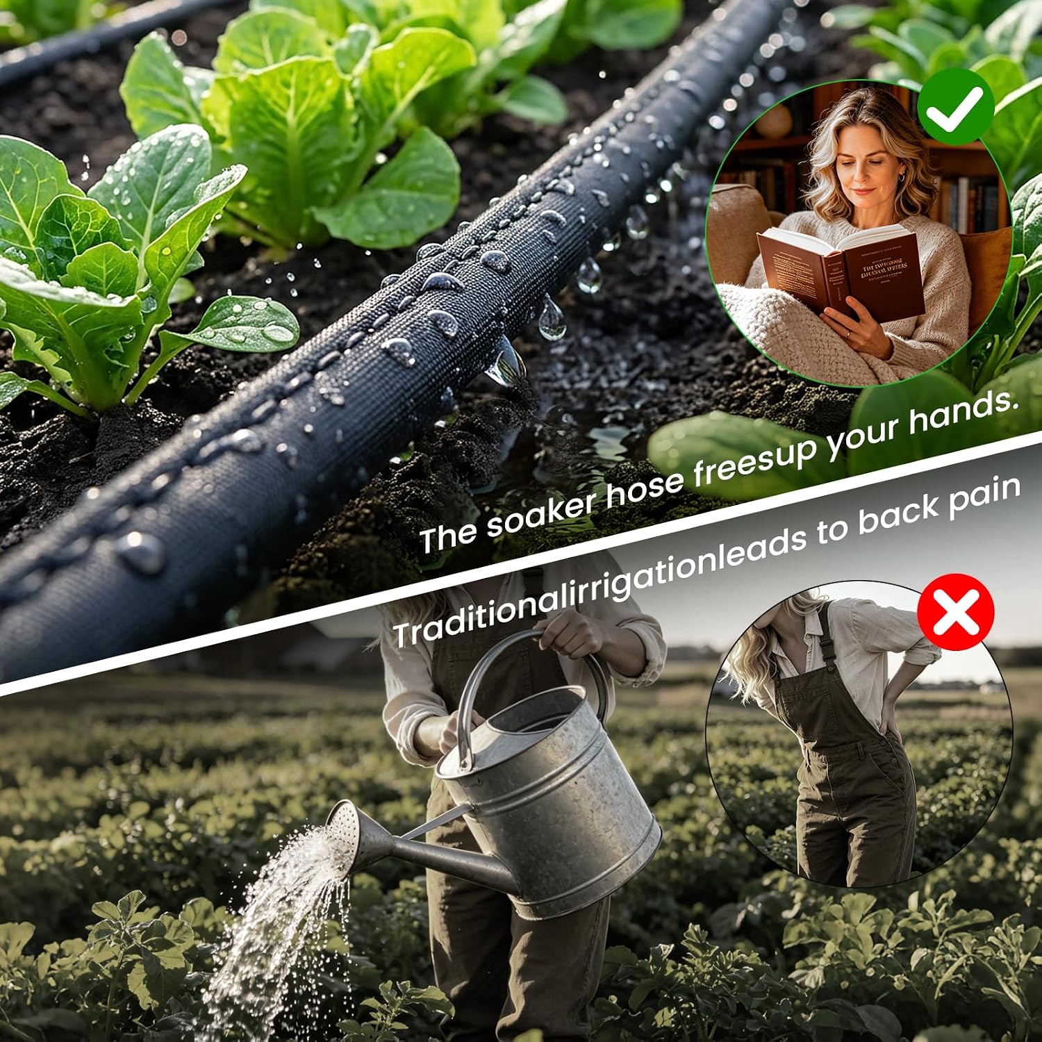MIXC 2026-Thickened Soaker Hose 100Ft with Copper Joint,Saving 80% Water | Aluminum Seal,1mm Thickened Hose,360°Swival