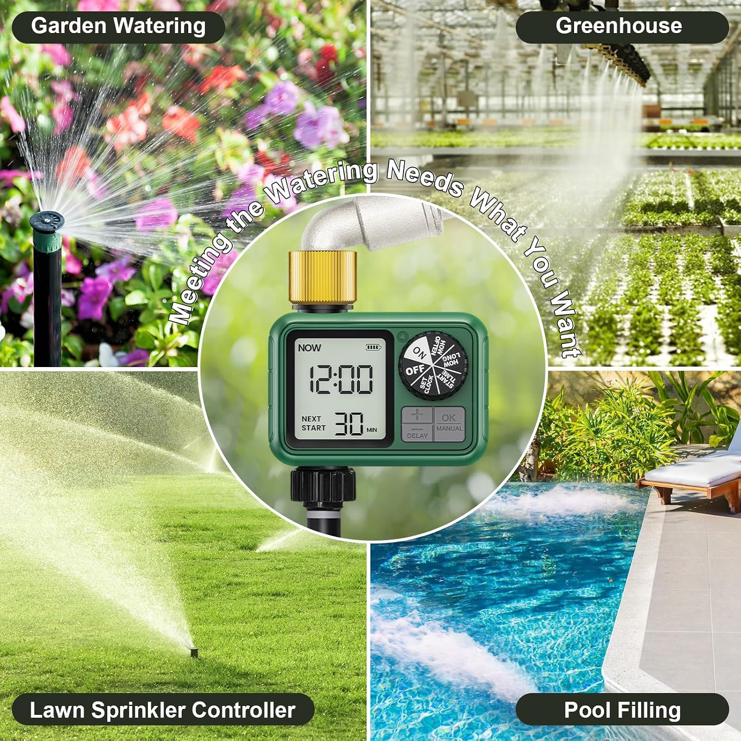 2 Pack Water Timer for Outdoor Garden Hose, Sprinkler Timer | for Garden Faucet Timer with Auto/Manual/Rain Delay Mode