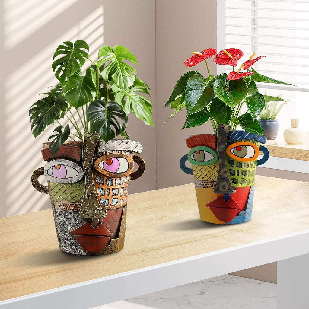 Brutalist Abstract Face Planters Pots Abstract Flower Pot (Modern) | Funny Planters Decoration Flower Resin Face Flower