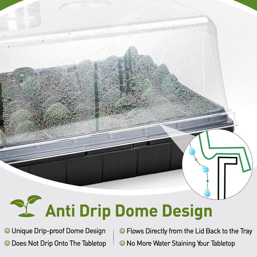 ZJP 5-Pack Seed Starter Trays Set – Includes 1020 Trays (No Holes) + 72-Cell Deep Plug Trays (2.44" Deep) + 5" Clear
