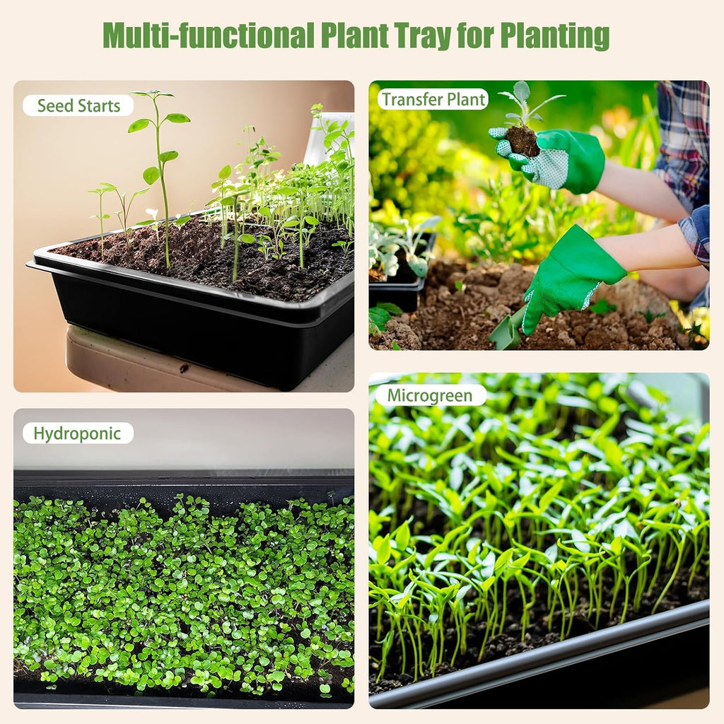 mwellewm 10 Pcs Seed Starter Tray Kit 1014 Seed Starting Trays Square Seedling Plant Tray Planting Sturdy Microgreens