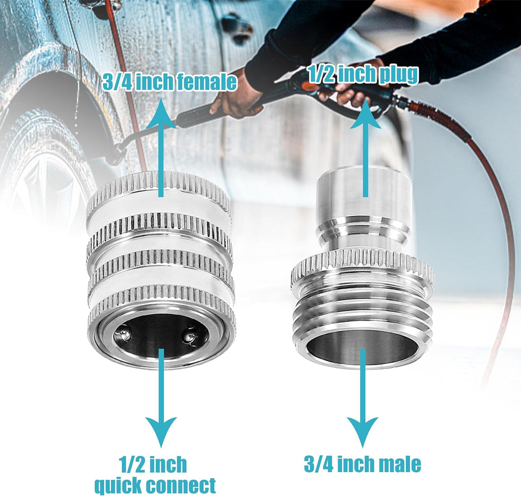 Tool Daily Pressure Washer Adapter Set, Stainless Steel Quick Connect Kit | M22 14mm to 3/8" Quick Disconnect Kit for