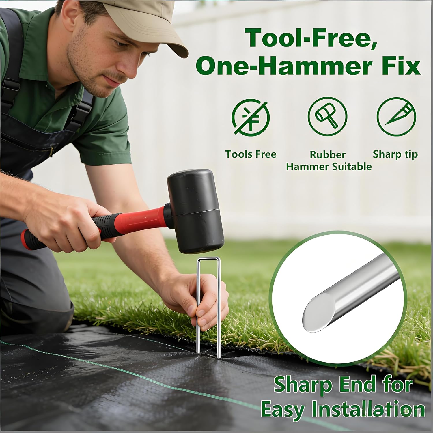 AMAGABELI 6 Inch 500 Pack Galvanized Landscape Staples 11 Gauge Anti-Rust Heavy Duty Garden Stakes Plant Cover Spikes