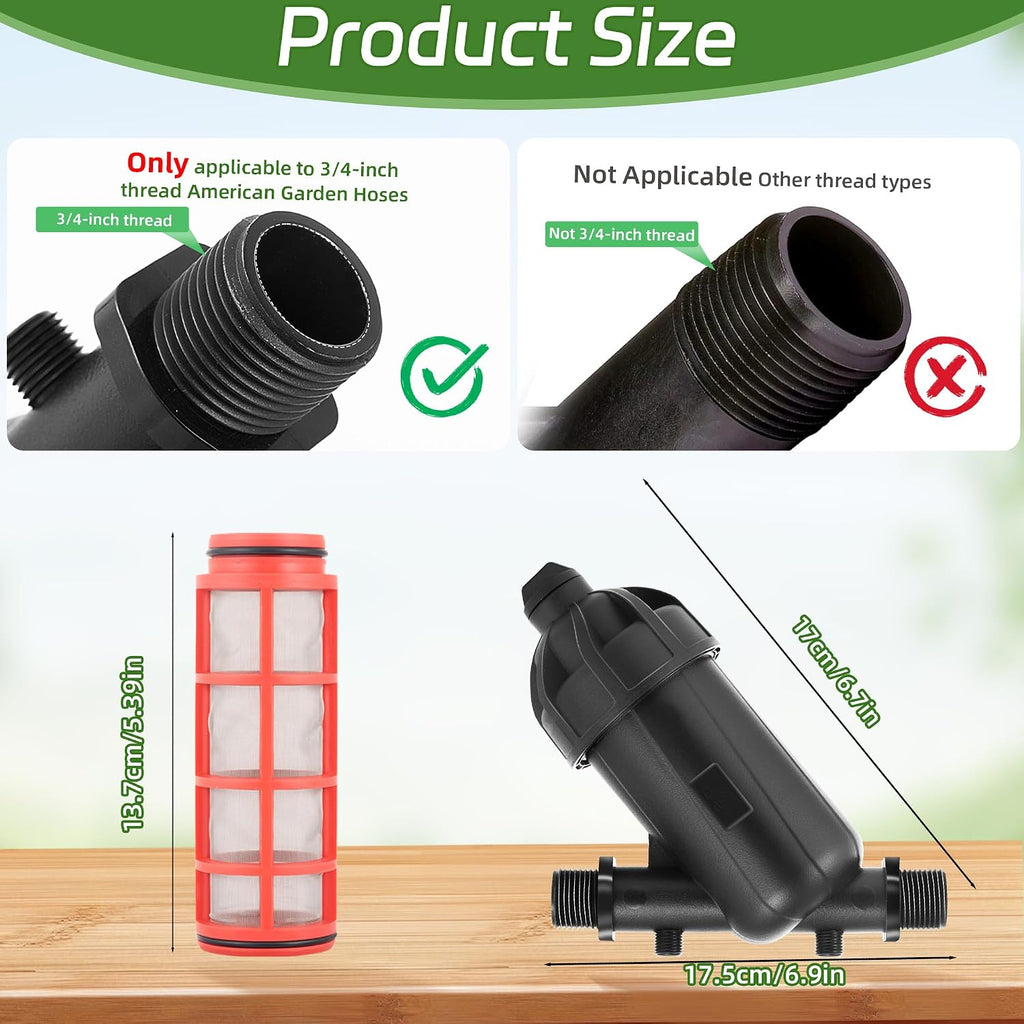 2 PCS US Standard 3/4 Drip Irrigation Y Filter (120 Mesh Screen) | USA Garden Hose 3/4 GHT Male Thread Irrigation