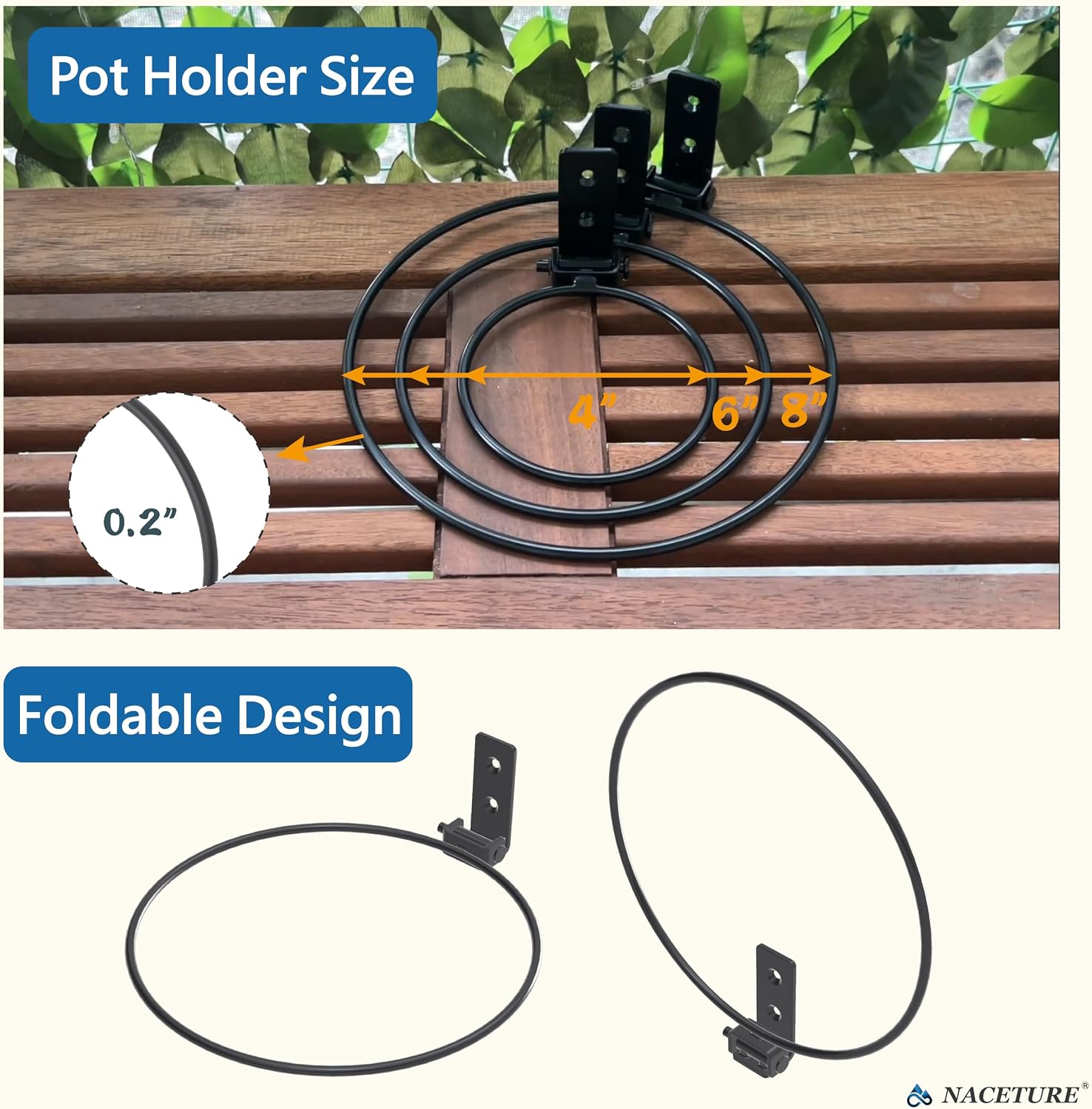 Foldable Flower Pot Holder Rings, 6 Inch 6 Pack | Foldable ring design securely supports flower pots while saving space