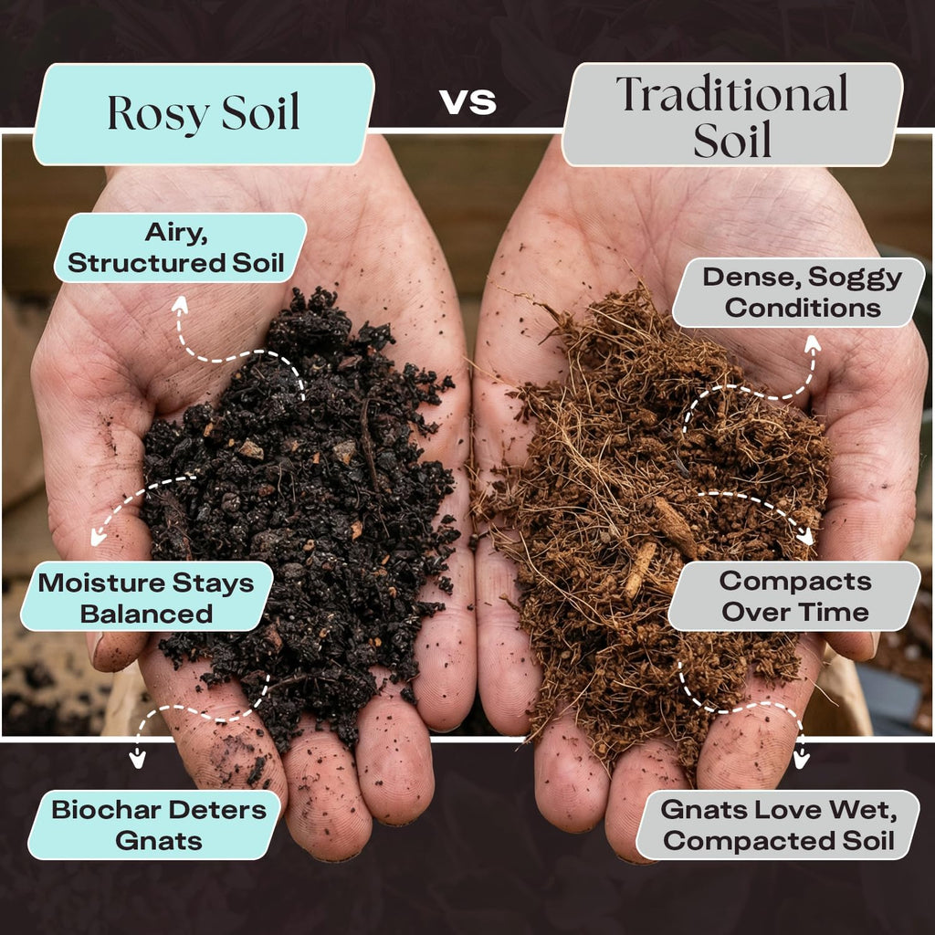 Rosy Soil Herb Mix, Organic Indoor and Outdoor Herb Potting Soil, 4 Quarts | Biochar, Worm Castings, Mycorrhizae Blend
