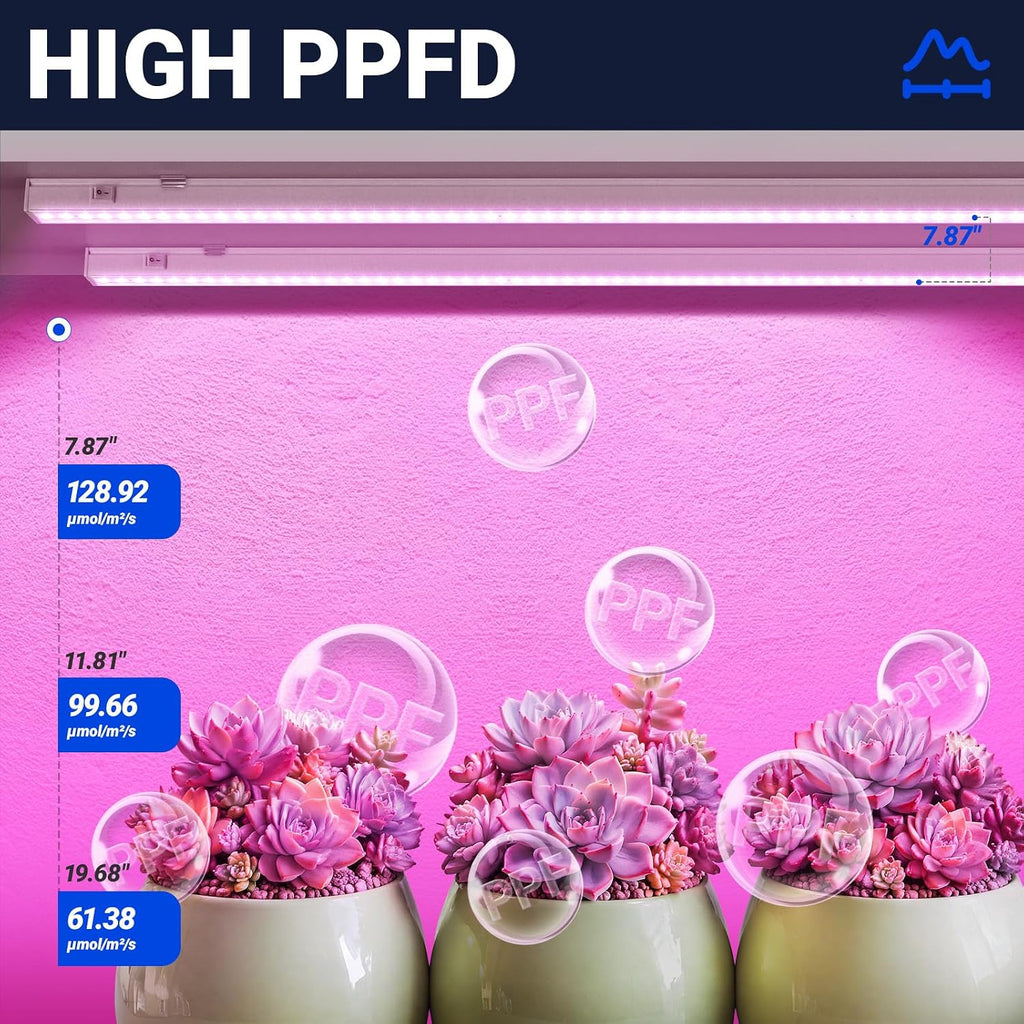 Barrina T5 Grow Lights for Indoor Growth, 4FT Plant Lights, Pink, 8 Packs | 160W (8 x 20W), Grow Light Strip, Plug and