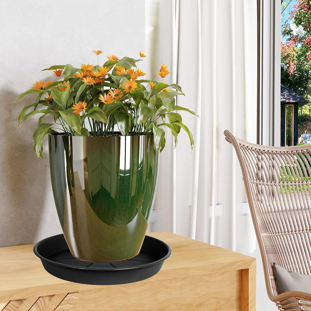 OVZILKI 3 Pack of Plant Saucer Tray 16 inch, Heavy Duty Plastic Pot Plant Drip Trays Saucers for Indoors Outdoor, Plant