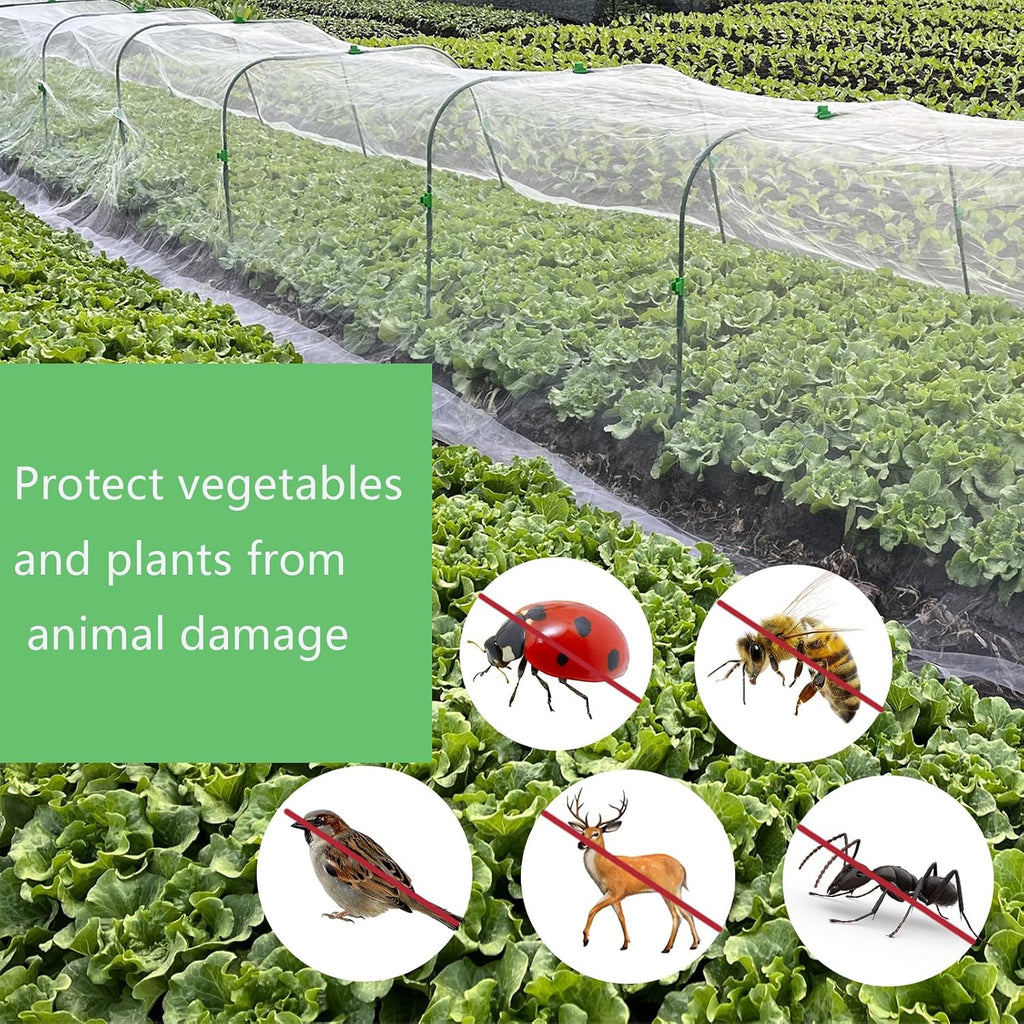 Garden Netting, 2 Pack 10X39.3FT Ultra Fine Insect Netting for Vegetable Flowers Fruits, Garden Mesh Plant Cover Row