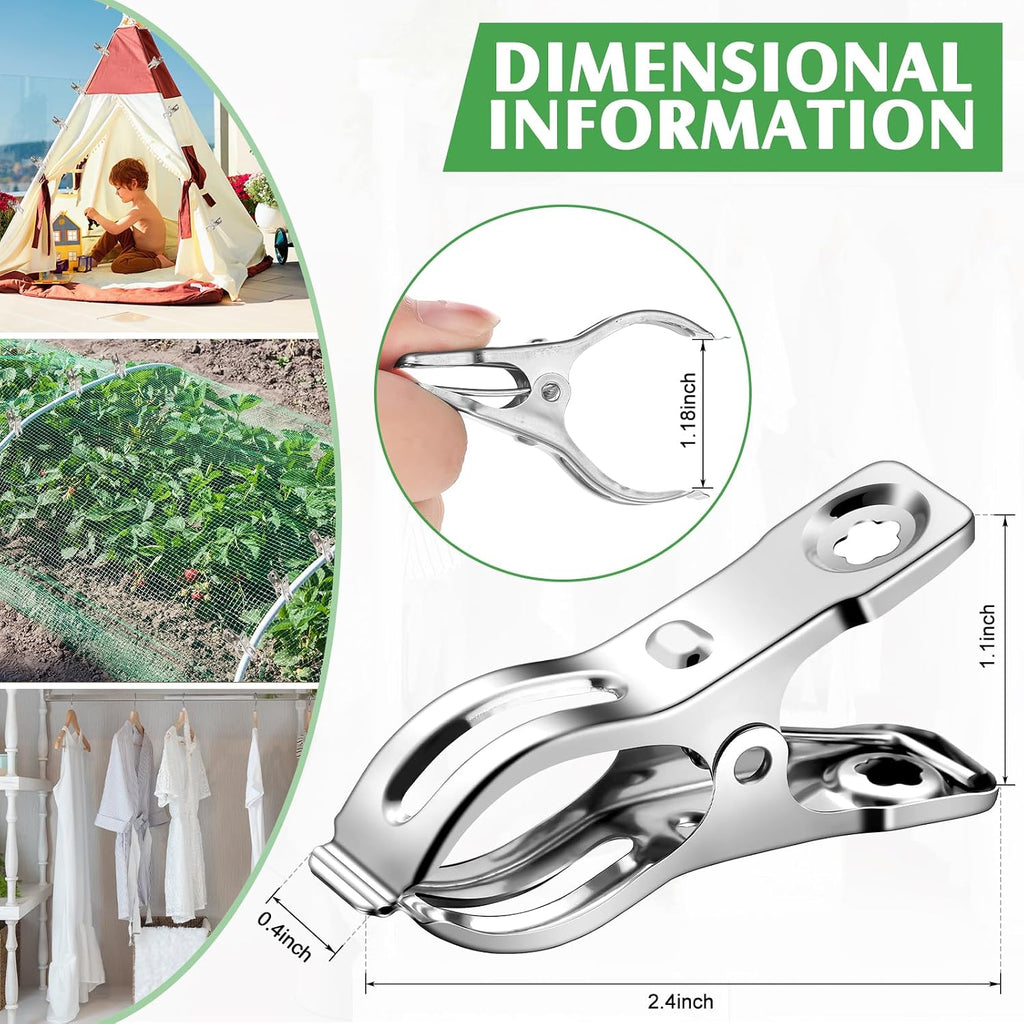 200 Pcs Garden Clips 2 Inch Stainless Steel Small Greenhouse Clamps for Netting Shade Cloth Clips Bulk Plant Metal