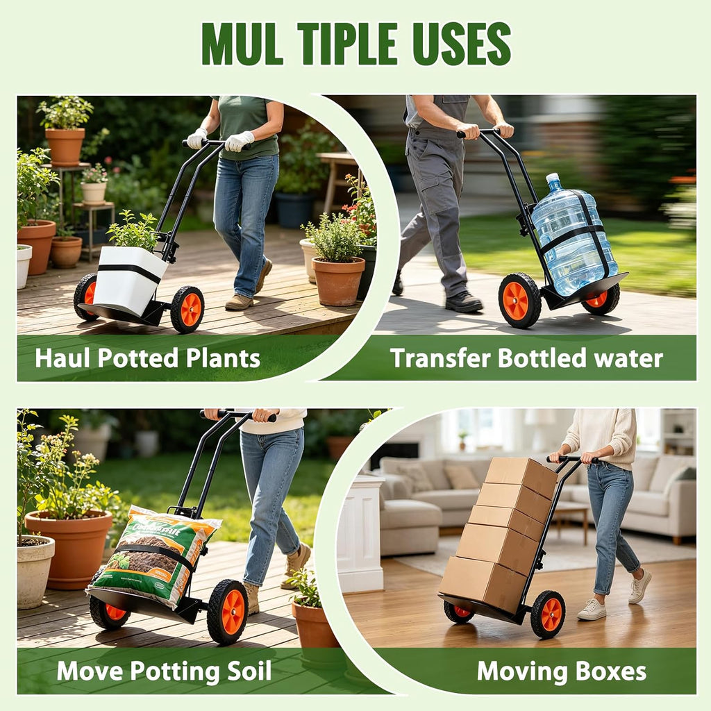 Plant Caddy with Wheels, 180LBS Stable Steel Base, No Deforming | Adjustable arms fit 4-30" pots, Ergonomic &