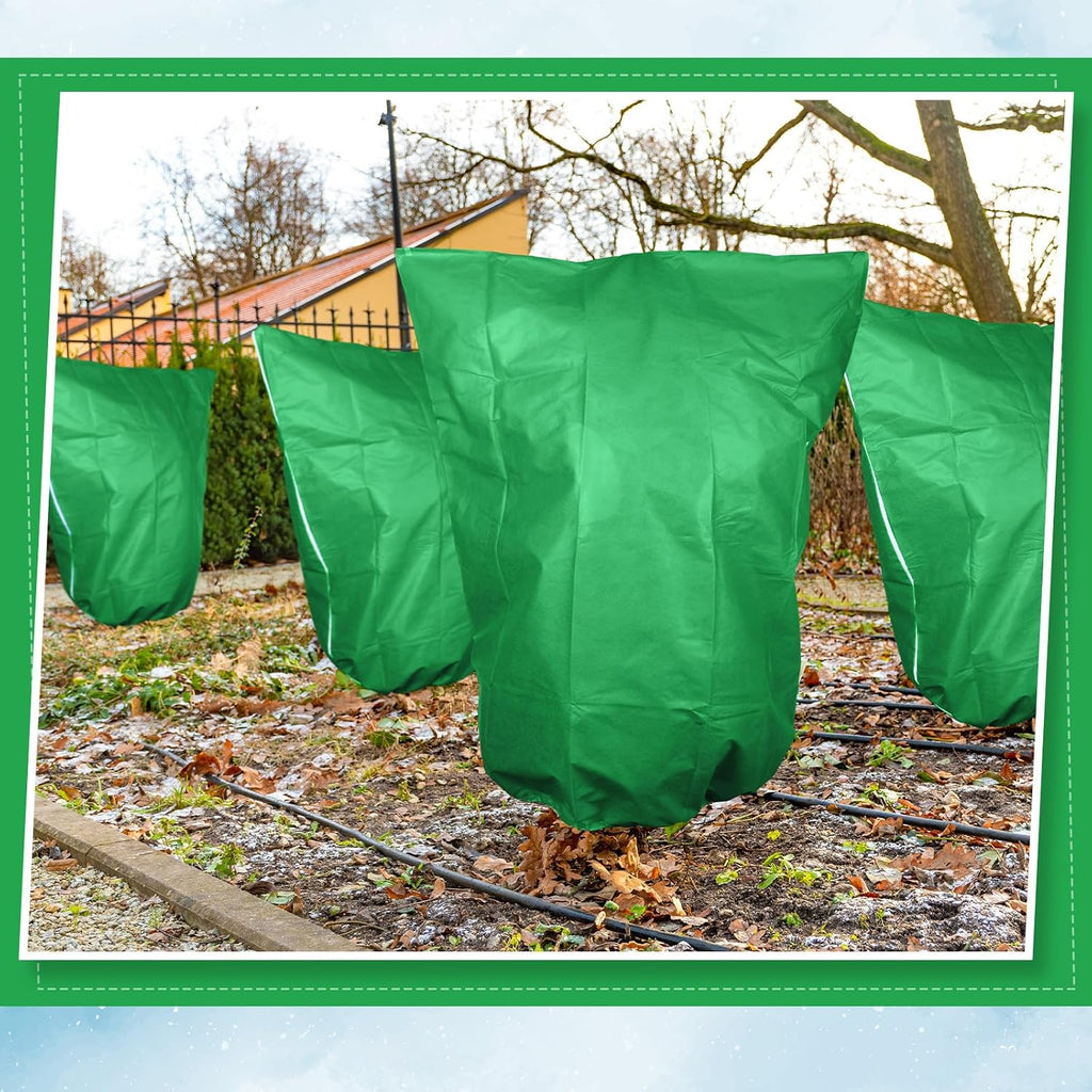 Windyun 4 Pcs Plant Covers Freeze Protection 47x40 Inch Winter Plant Protector Freeze Cover Shrub Frost Cloth with