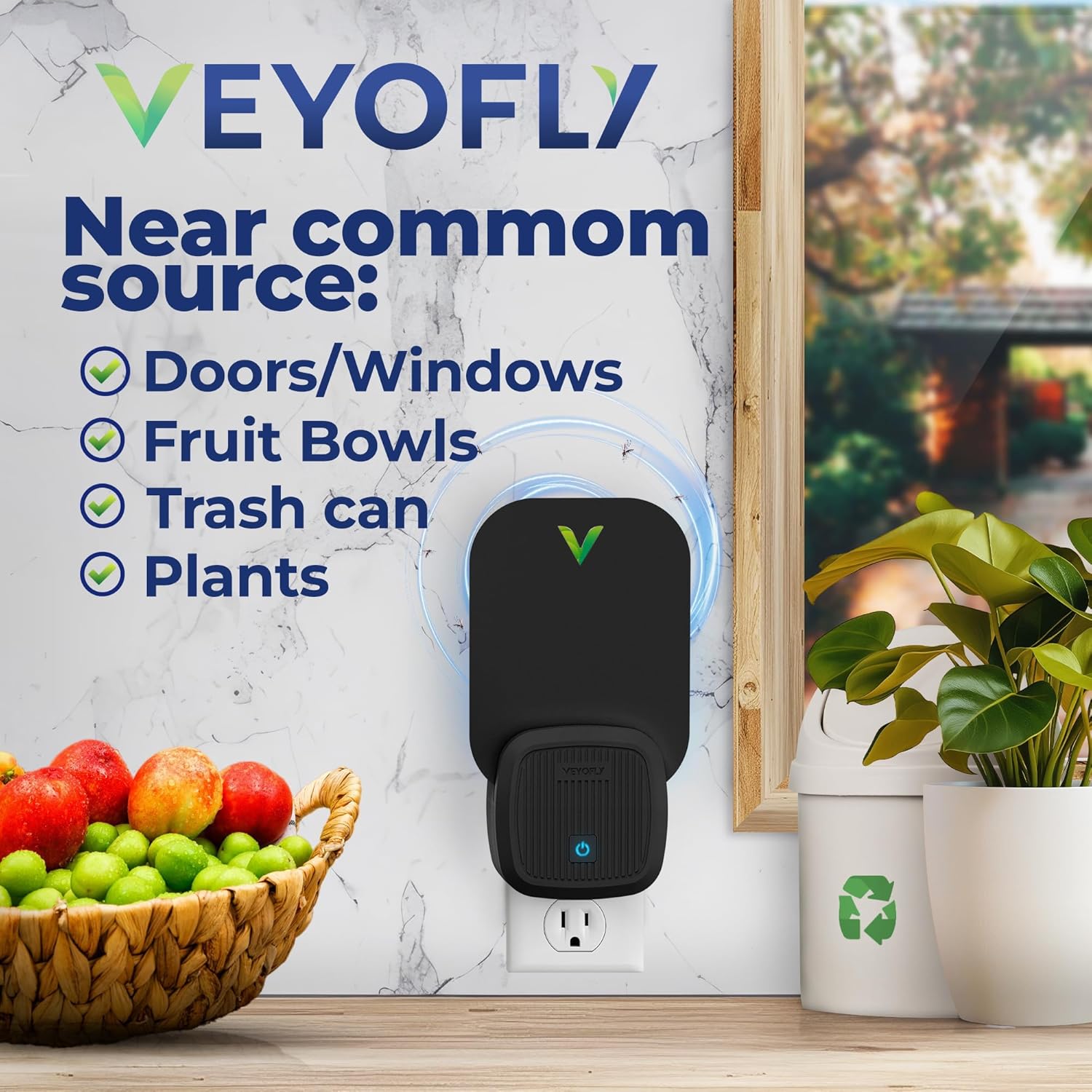 VEYOFLY Fruit Fly Traps Indoor Plug-in UV, Gnat Trap, 2 Device + 6 Refills | UV light attracts insects to glue cards