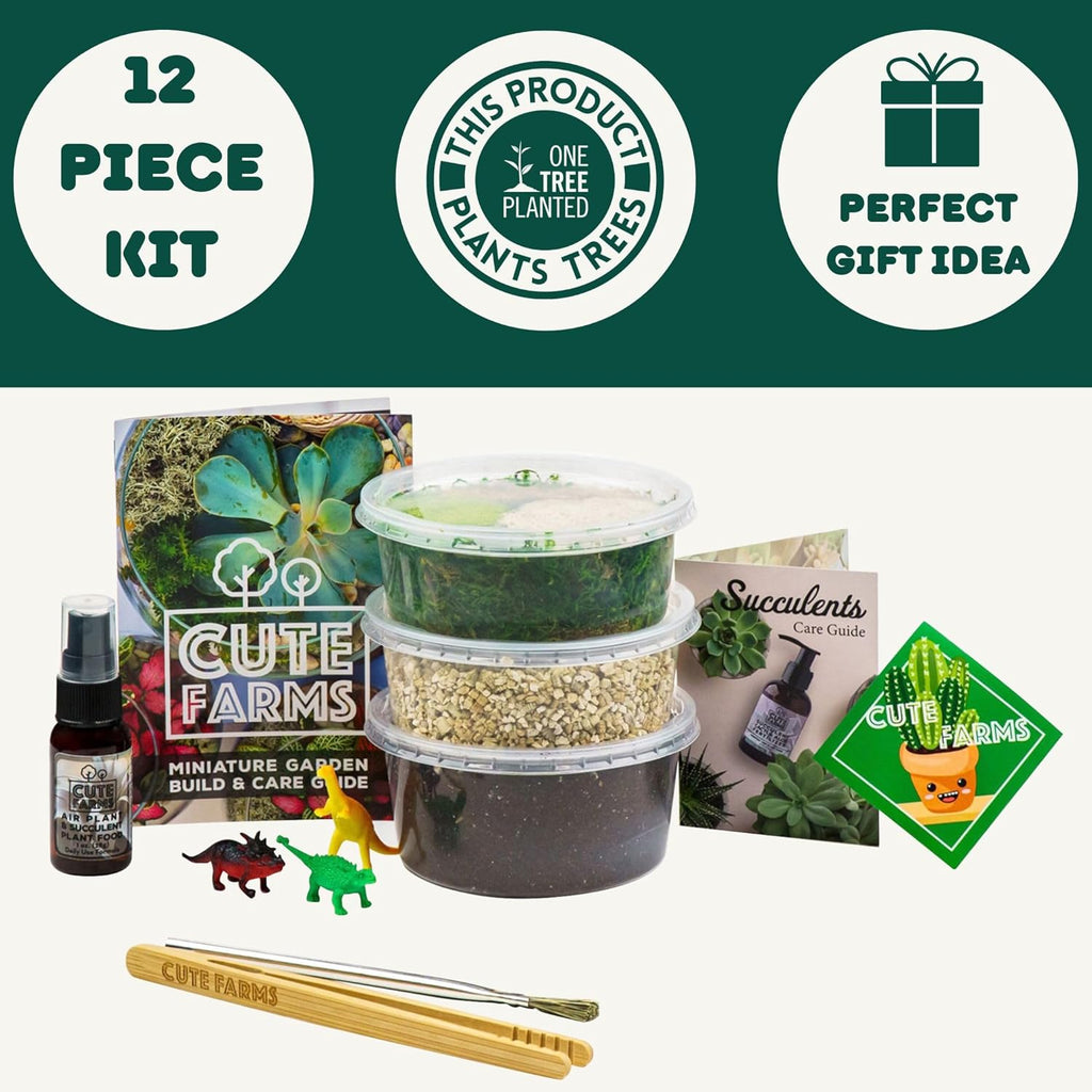 Terrarium Starter Kit | Moss, Vermiculite, Soil, Pebbles, Plant Food, Finishing Tools, Build and Care Guide | DIY
