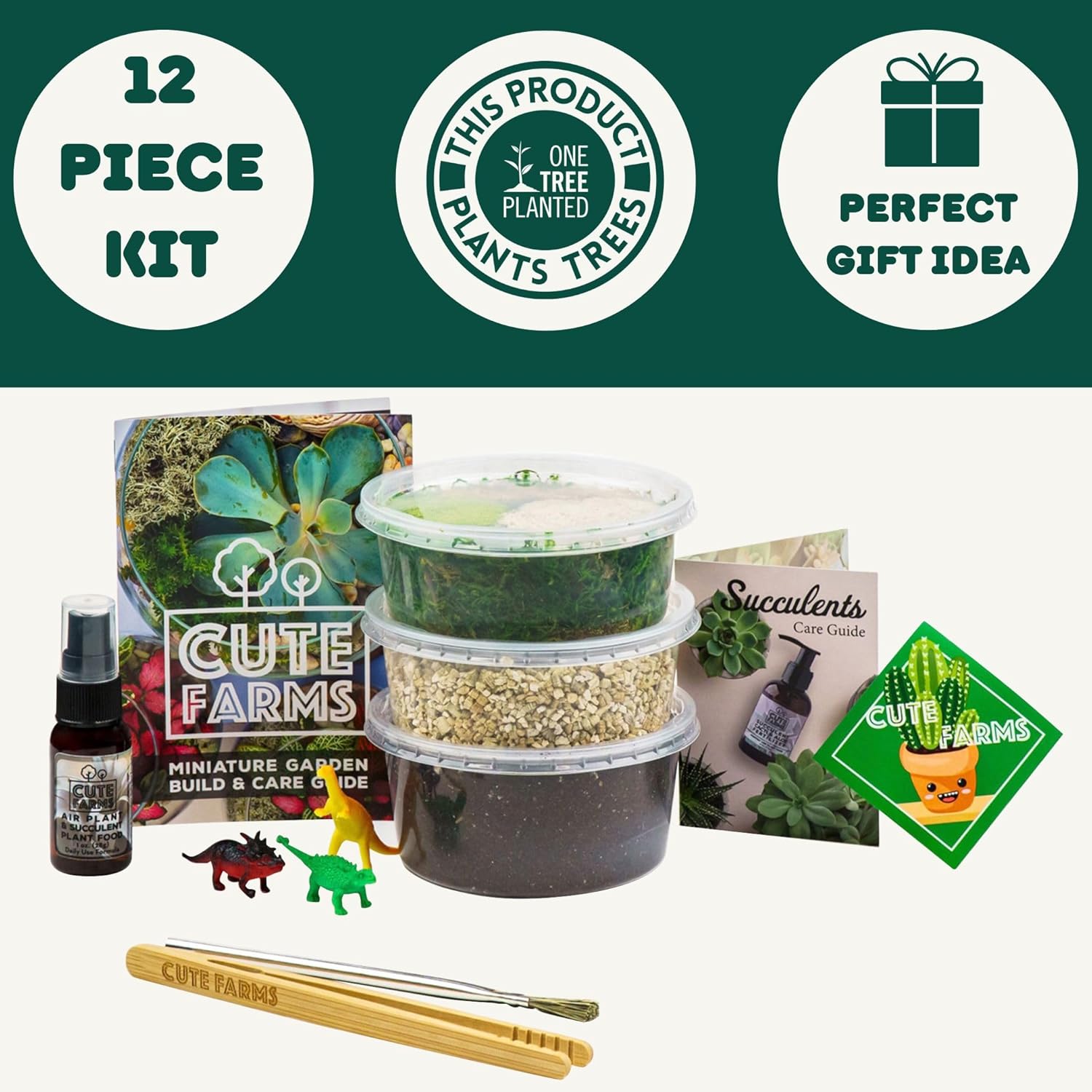 Terrarium Starter Kit | Moss, Vermiculite, Soil, Pebbles, Plant Food, Finishing Tools, Build and Care Guide | DIY