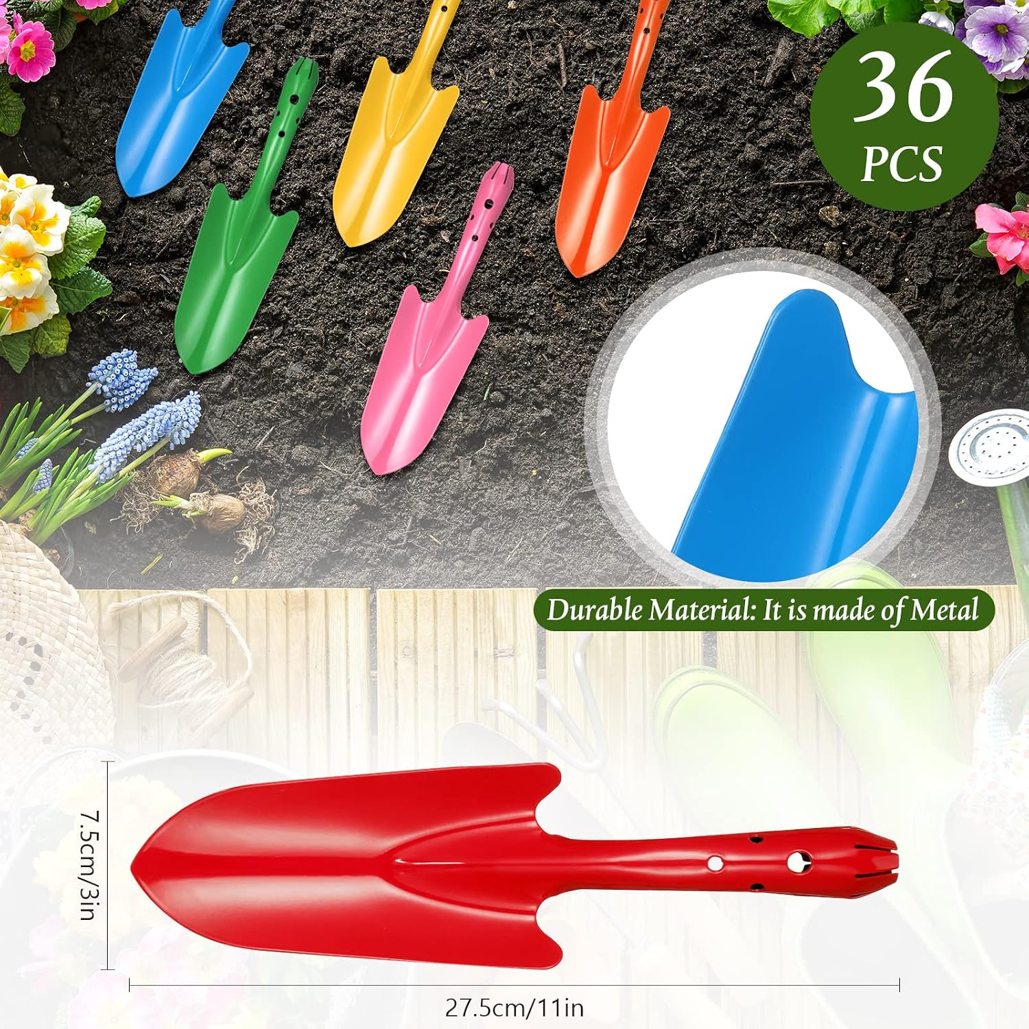 Mini Colorful Metal Hand Shovel Digging Trowel Set Transplanting Garden Shovel for Flower Soil Planting Succulent Kids
