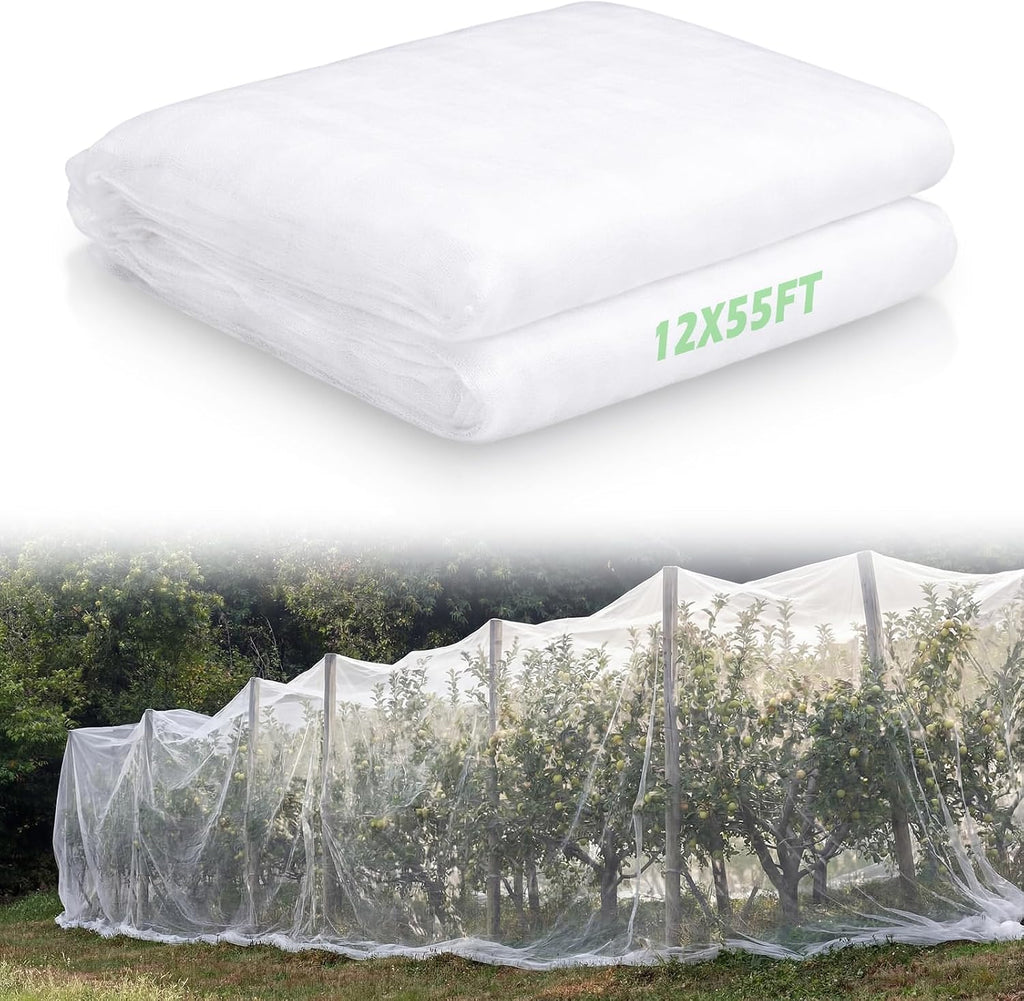 1 Pcs Garden Insect Netting Mesh, White Ultra Fine, 12 X 50 Ft | Pest Barrier for Vegetables, Large Fruits Tree Net