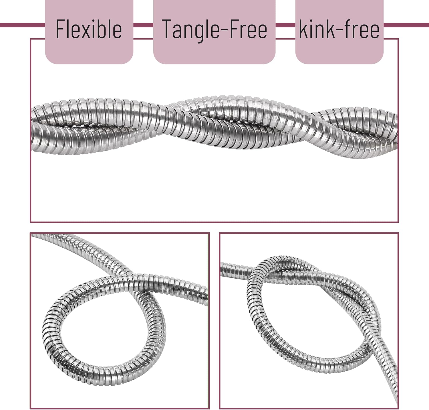 UNCO- Metal Garden Hose with 10 Functions Spray Nozzle, 100 Feet, No Kink | Stainless Steel, Durable Flexible Water
