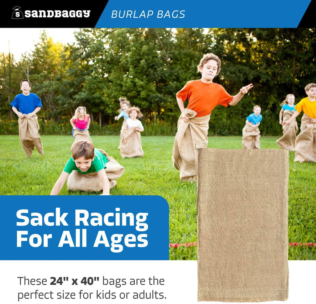 Sandbaggy - Large Burlap Bags 24" x 40" - Potato Sack Race Bags for Kids & Adults - Premium Quality Jute for Vegetables