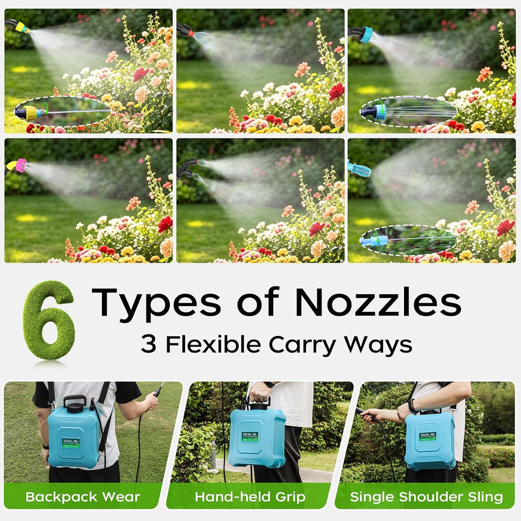 Battery Powered Sprayer 2 Gallon -Lightweight Electric Sprayer for Lawn and Garden Weed/Pest Control, Watering - with