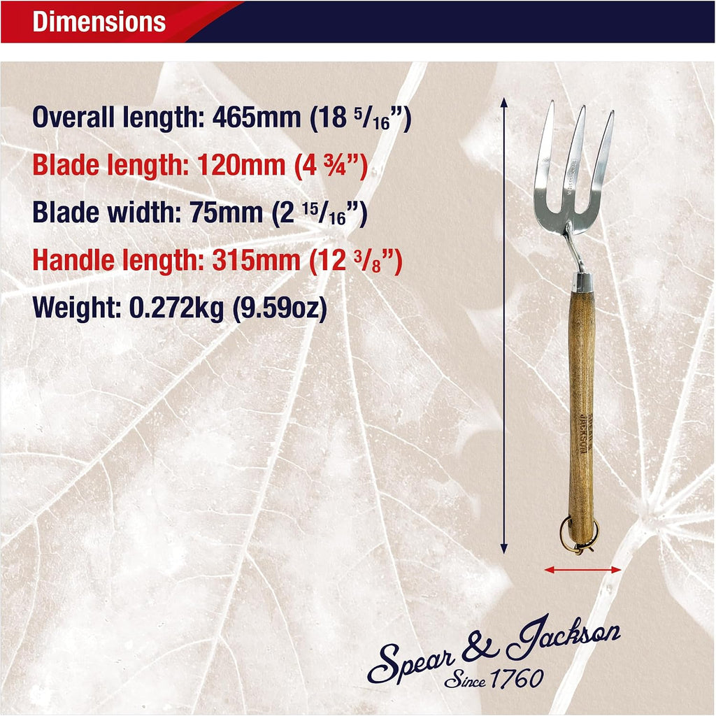 Spear & Jackson Stainless Steel Hand Weed Fork, Durable Gardening Tool for Efficient Weeding and Soil Aeration