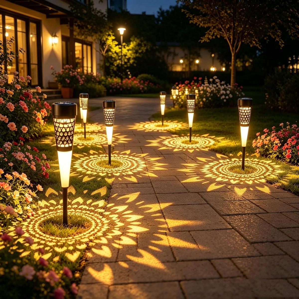 Toodour Solar Lights Outdoor Garden, 4 Pack Solar Pathway Lights Waterproof