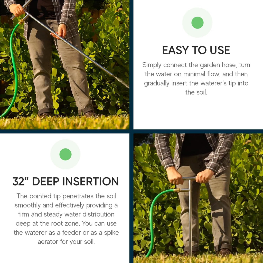 Varomorus Stainless Steel Deep Root Feeder for Tree Watering Spike Tool Irrigation for Outdoor Plants System Wand