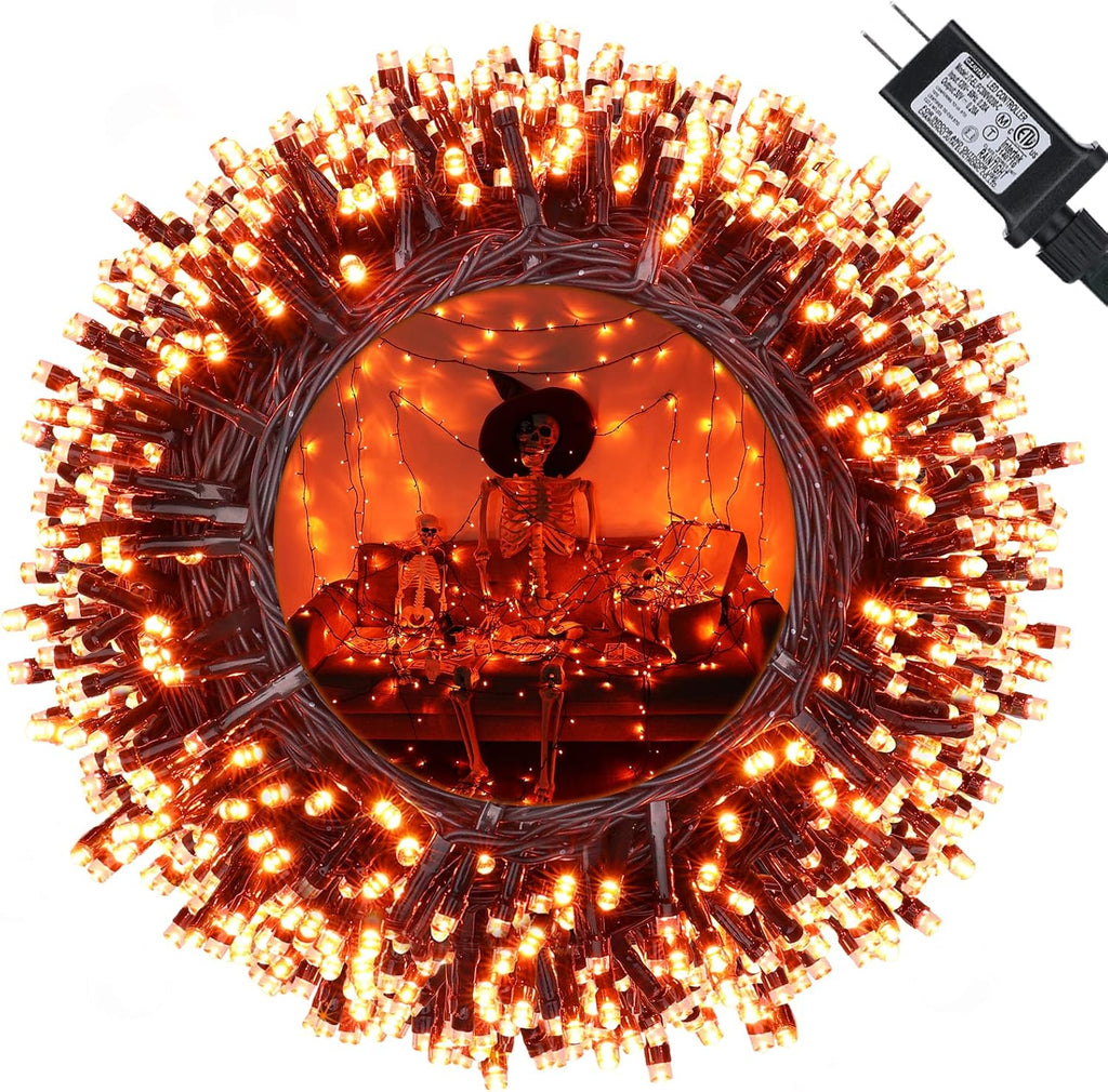 Orange Halloween Lights, 114ft 300 LED Halloween String Lights with 8 Modes