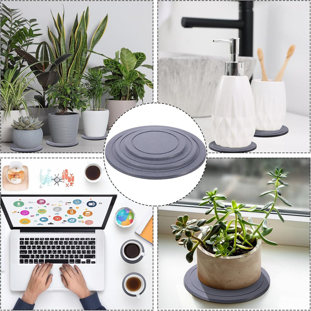 Drydiet 3 Pack Diatomaceous Earth Plant Saucer Set 6/8/10 Inch Quick Dry Absorbent Plants Tray Absorbing Plant Tray for
