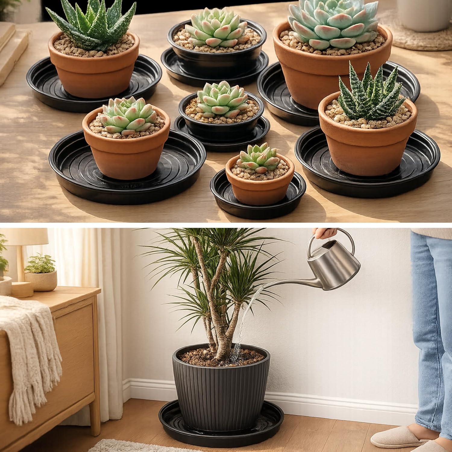 30 Packs 10/12/14 Inches Large Plant Saucers for Indoor Outdoor Use Heavy Duty Plastic Plant Plate Dish for Planter