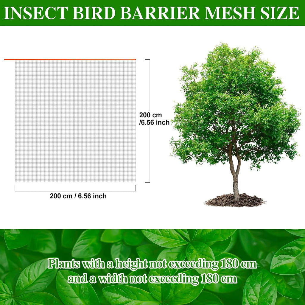 4 Pcs Plant Barrier Net Mesh, 6.56 x 6.56 FT Plant Barrier Net Mesh | Bird Netting with Zipper Drawstring, Barrier Bags