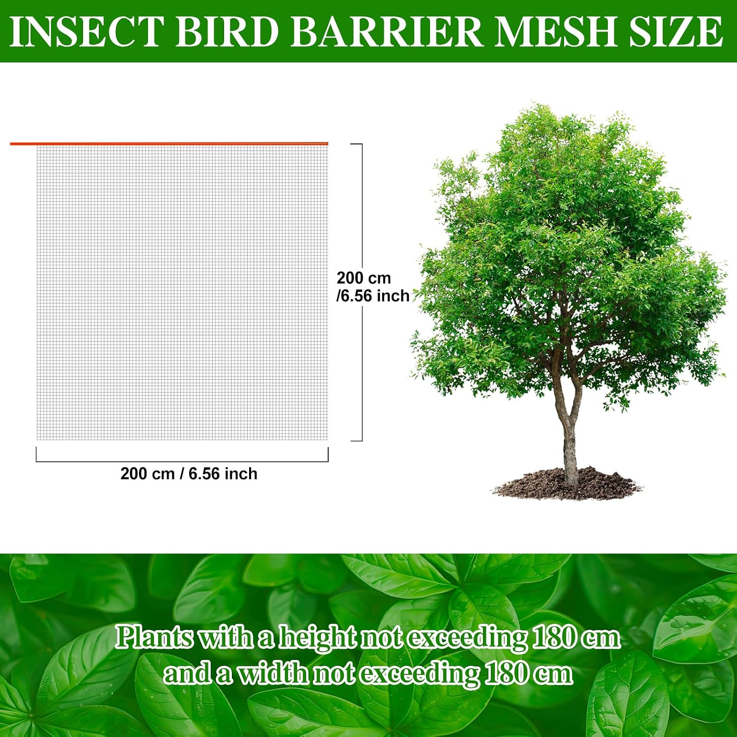 2Pcs Garden Netting Pest Barrier with Drawstring, 6.56x 6.56FT Bird Netting | Bird Netting for Garden Protection