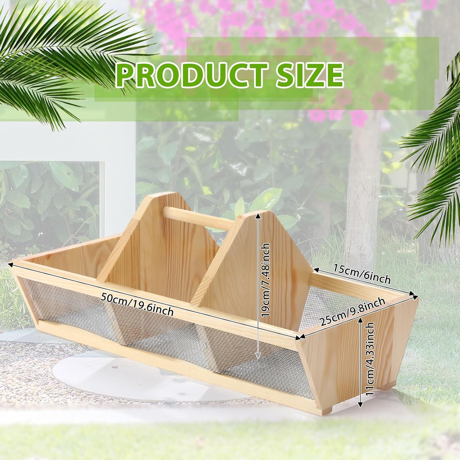 Garden Harvest Basket Gift 20 x 10 x 8 in Vegetable Hod for Gardeners Fruits Veggies Basket with Center Divider
