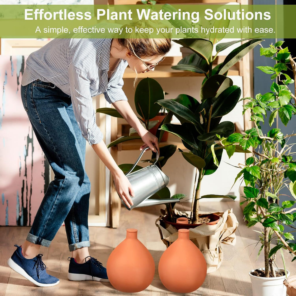 2 Pcs Watering Pots Large Terracotta Watering Pots with Lid 102 oz Terra Cotta Self Watering Pots Water Dripper