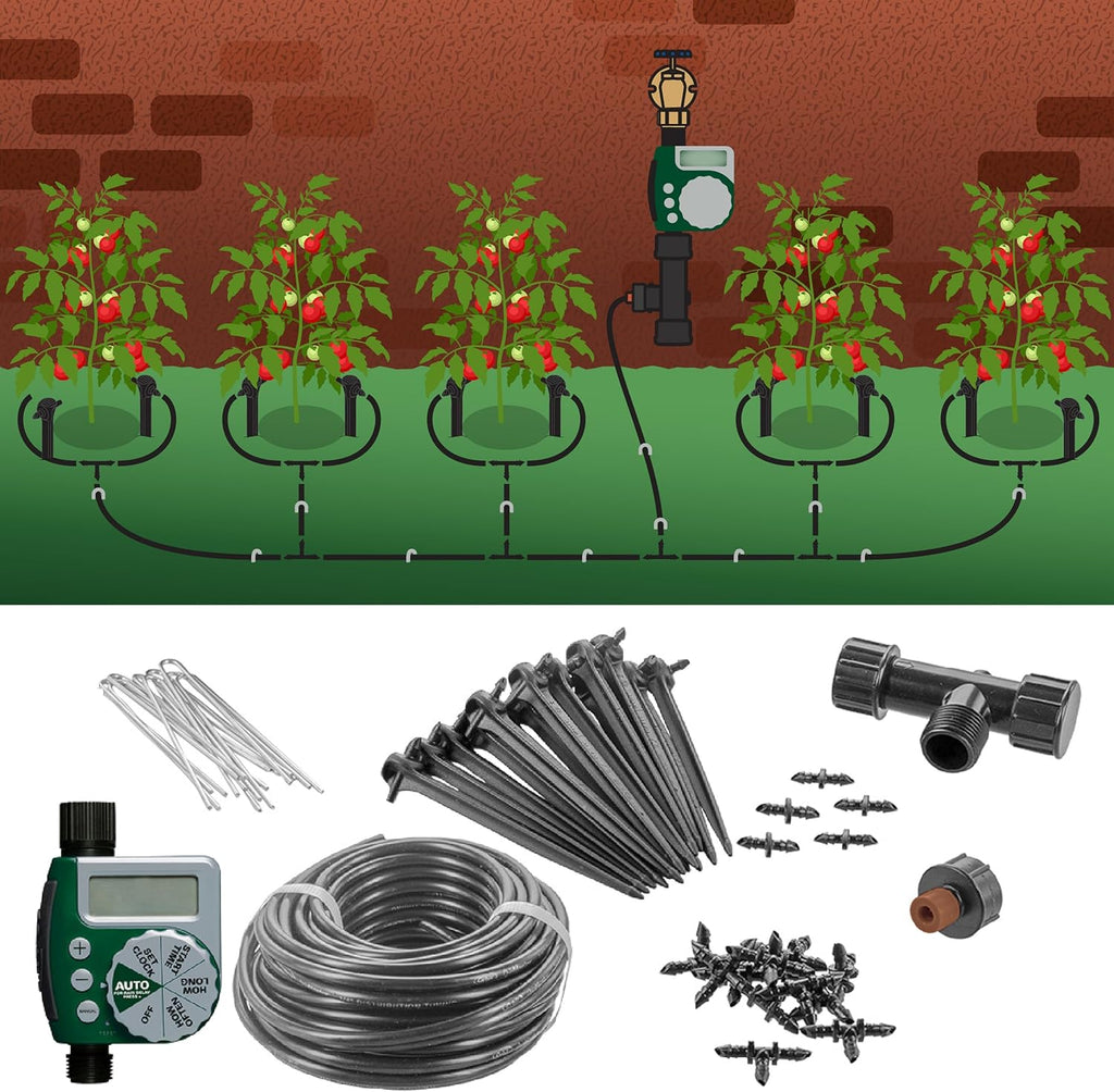Orbit 91945 Tomato Garden Drip Irrigation Watering Kit w/Automatic Watering Timer