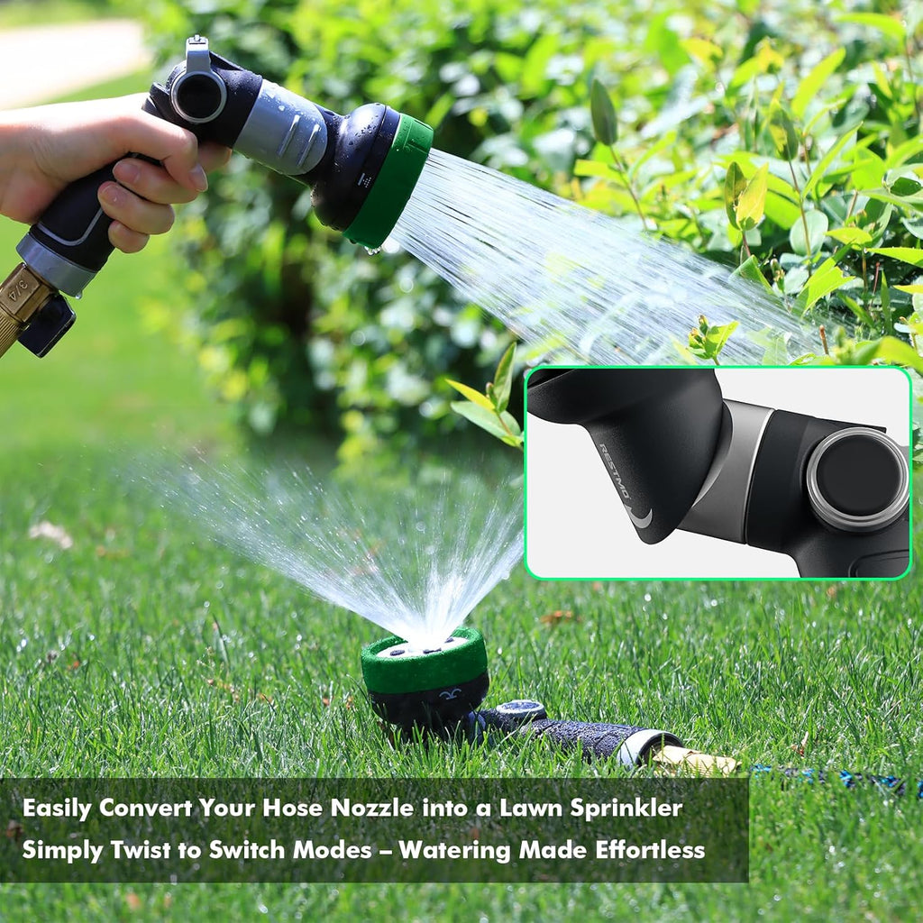 RESTMO Heavy Duty Garden Hose Nozzle, Multi-Angle Hose Spray Nozzle | 4 Adjustable Spray Patterns, Garden Hose Sprayer