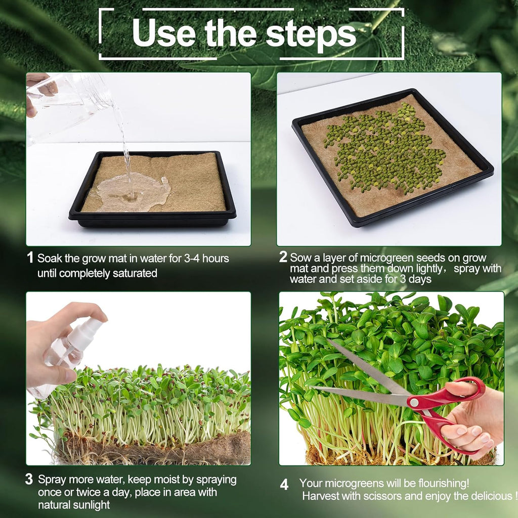 64PCS Microgreens Kit, 5" X 5" Hydroponic Sprouting Pads Microgreen Grow Mat Indoor Organic Production for Microgreen