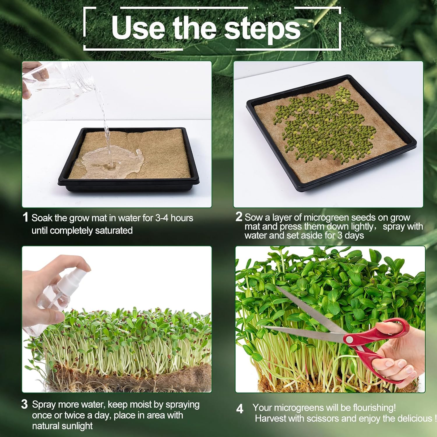 64PCS Microgreens Kit, 5" X 5" Hydroponic Sprouting Pads Microgreen Grow Mat Indoor Organic Production for Microgreen