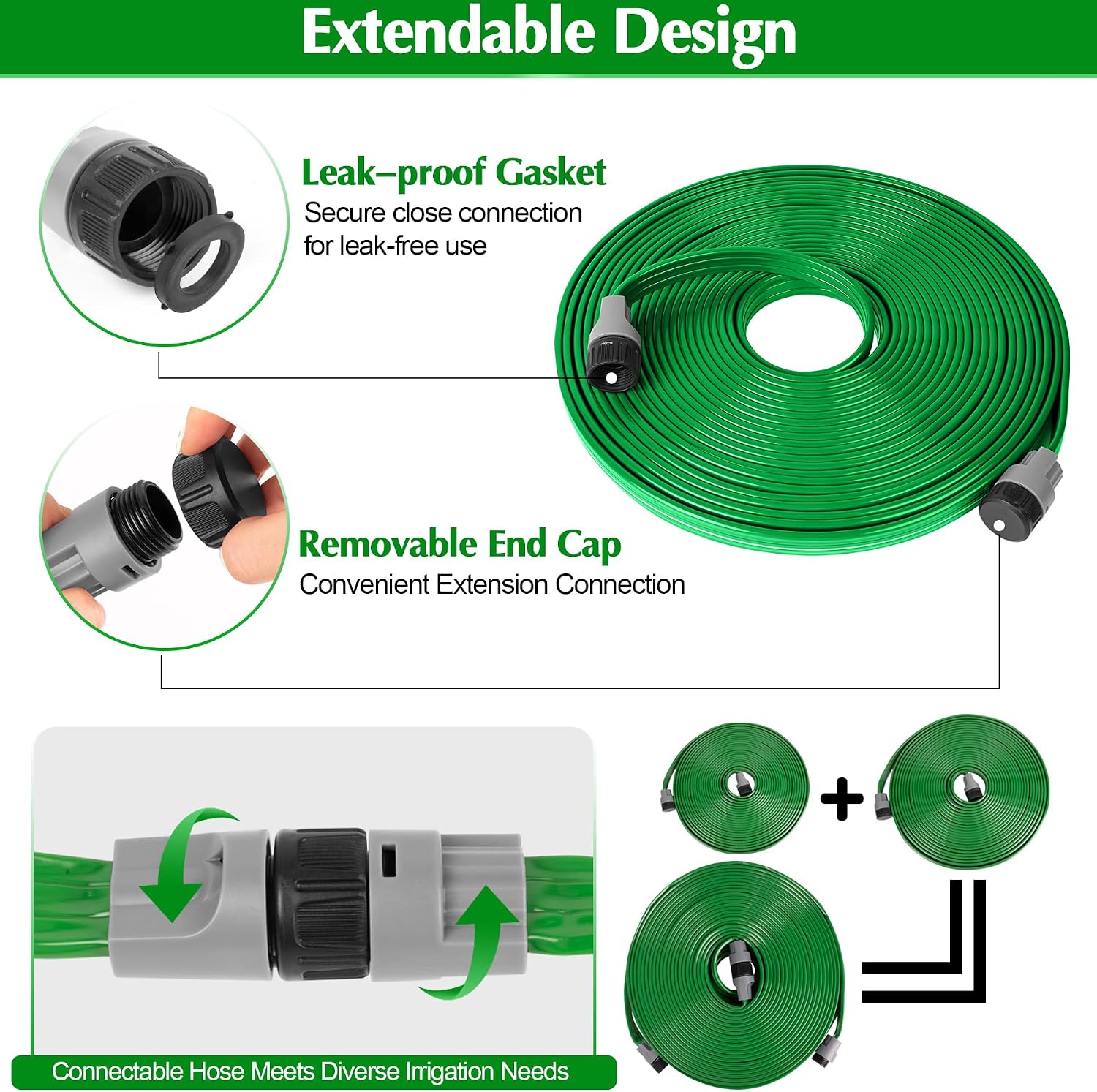 Sprinkler Hose with Holes, 100FT (50FT x 2) Heavy Duty Flat Soaker Hoses, Watering Garden Drip Irrigation Hose –