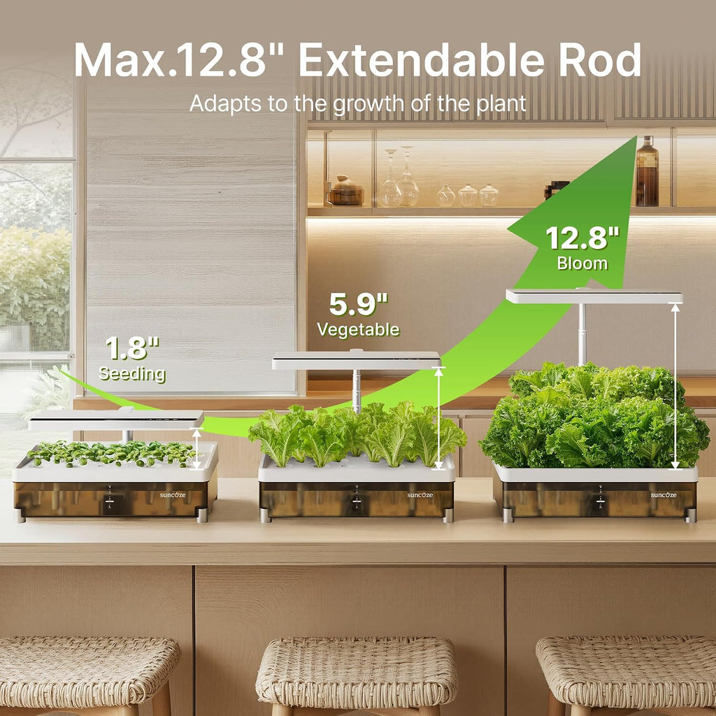 Hydroponics Growing System 13 Pods, with Dimmable Light | 4L Visible Water Tank, Adjustable Height to 12.8 in, Digital