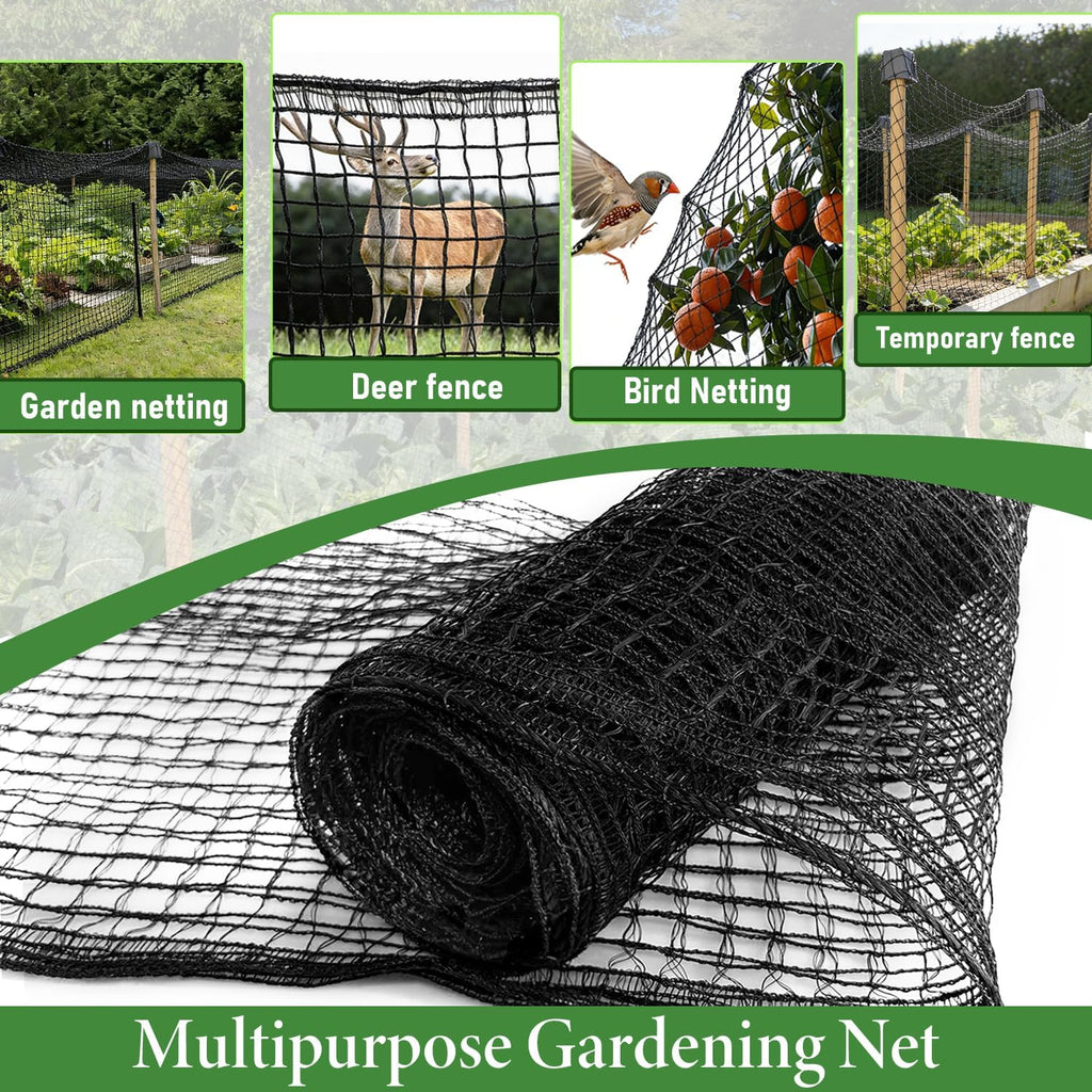 4 x 75ft Deer Fence Netting, Heavy Duty Plastic Mesh Fence Deer Netting, 55GSM Deer Fence for Garden, Reinforced Edges