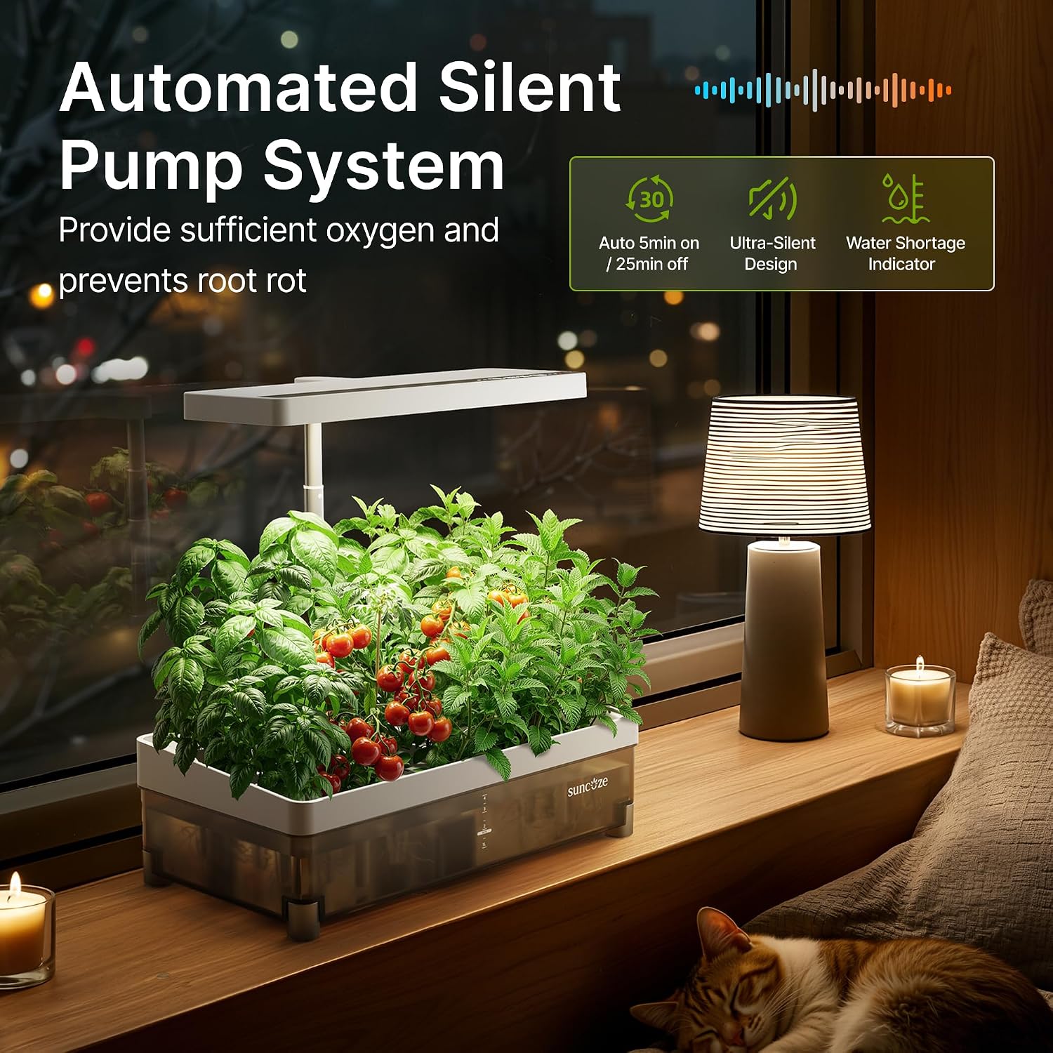 Hydroponics Growing System 13 Pods, with Dimmable Light | 4L Visible Water Tank, Adjustable Height to 12.8 in, Digital