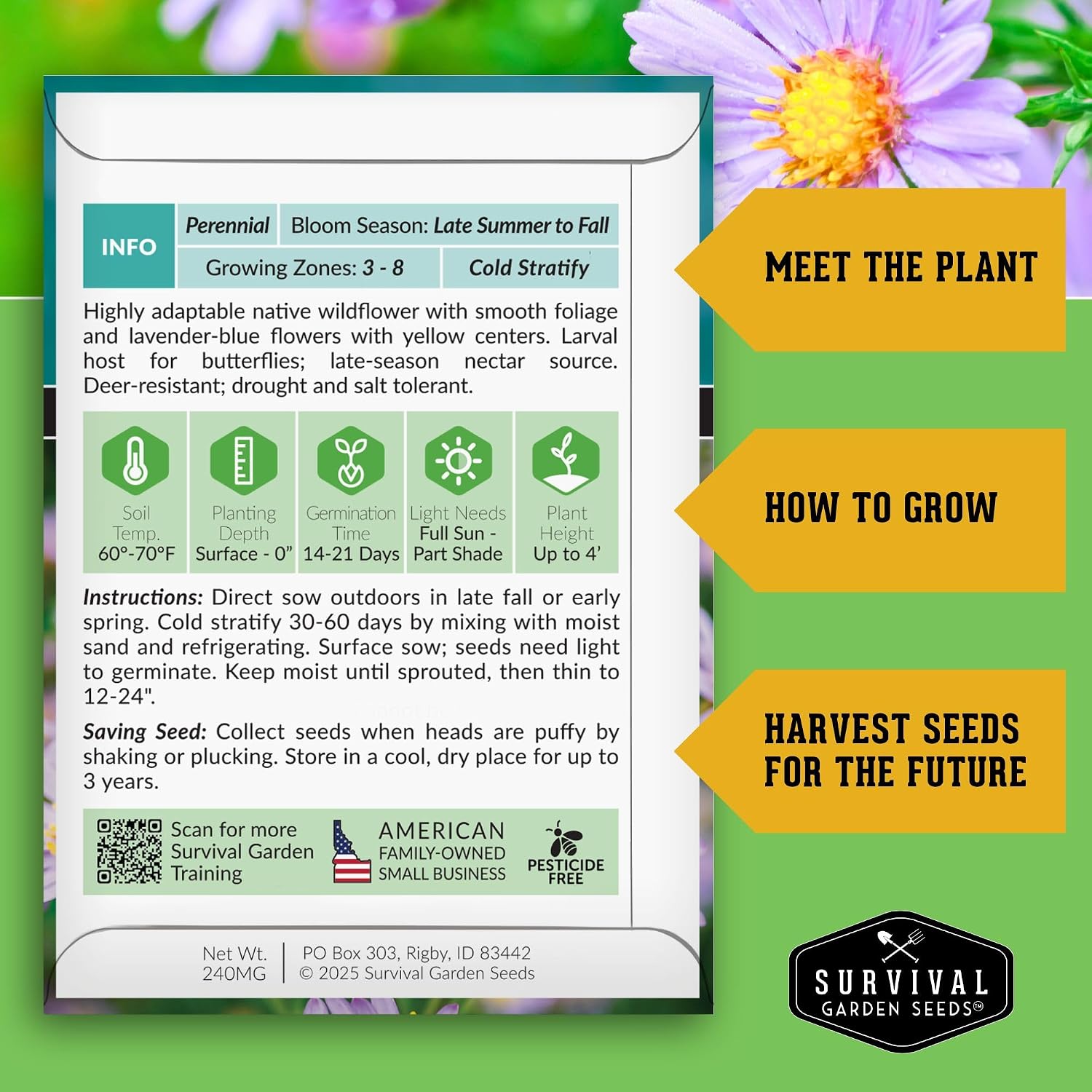American Wildflower Seeds for Planting - 24 Variety Pack of Native Plants | Native Flowers + Bunchgrasses for Butterfly
