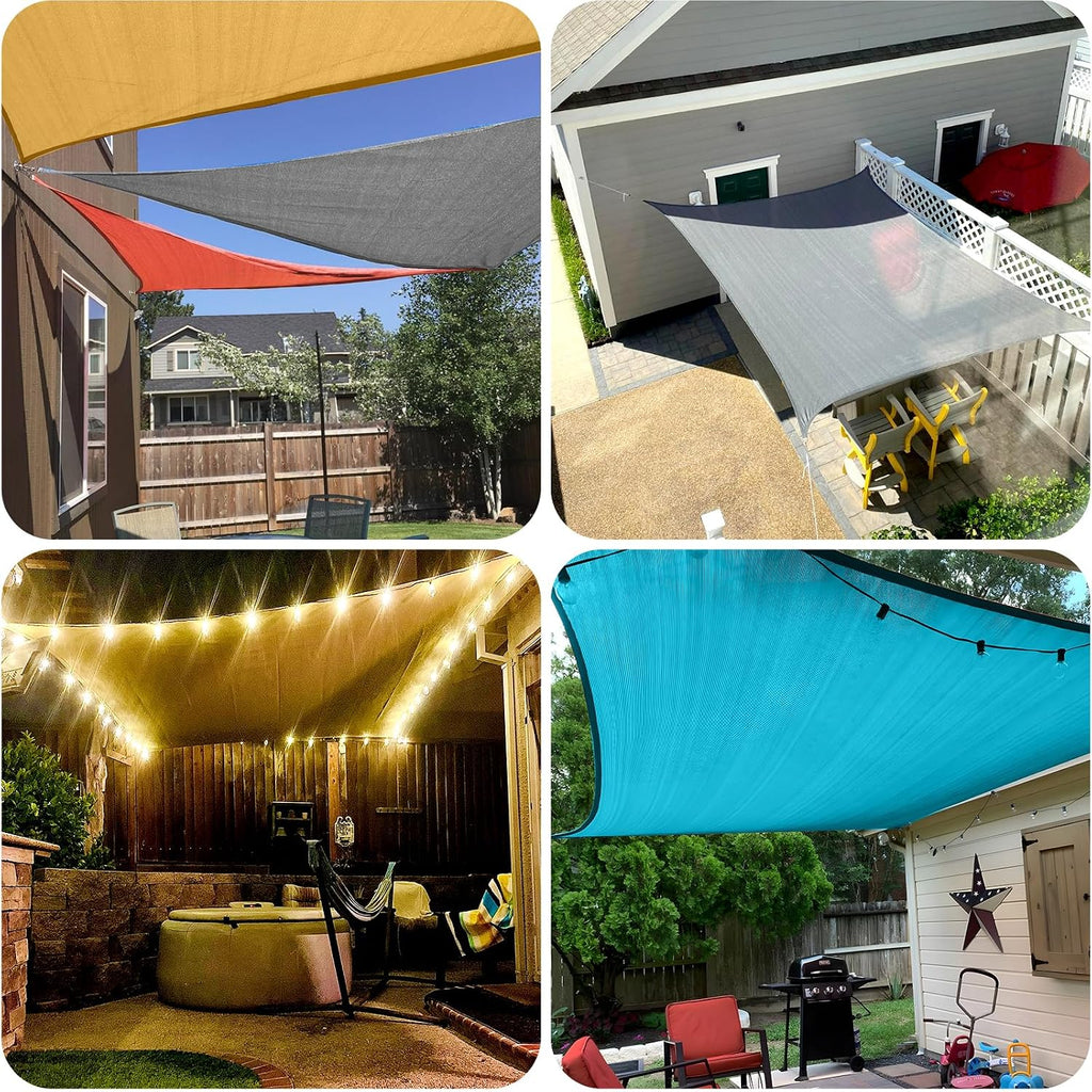 Sun Shade Sail 8' x 10' Sand Rectangle UV Block Shade Cover | Outdoor sun shade sail for backyard, patio, garden, deck
