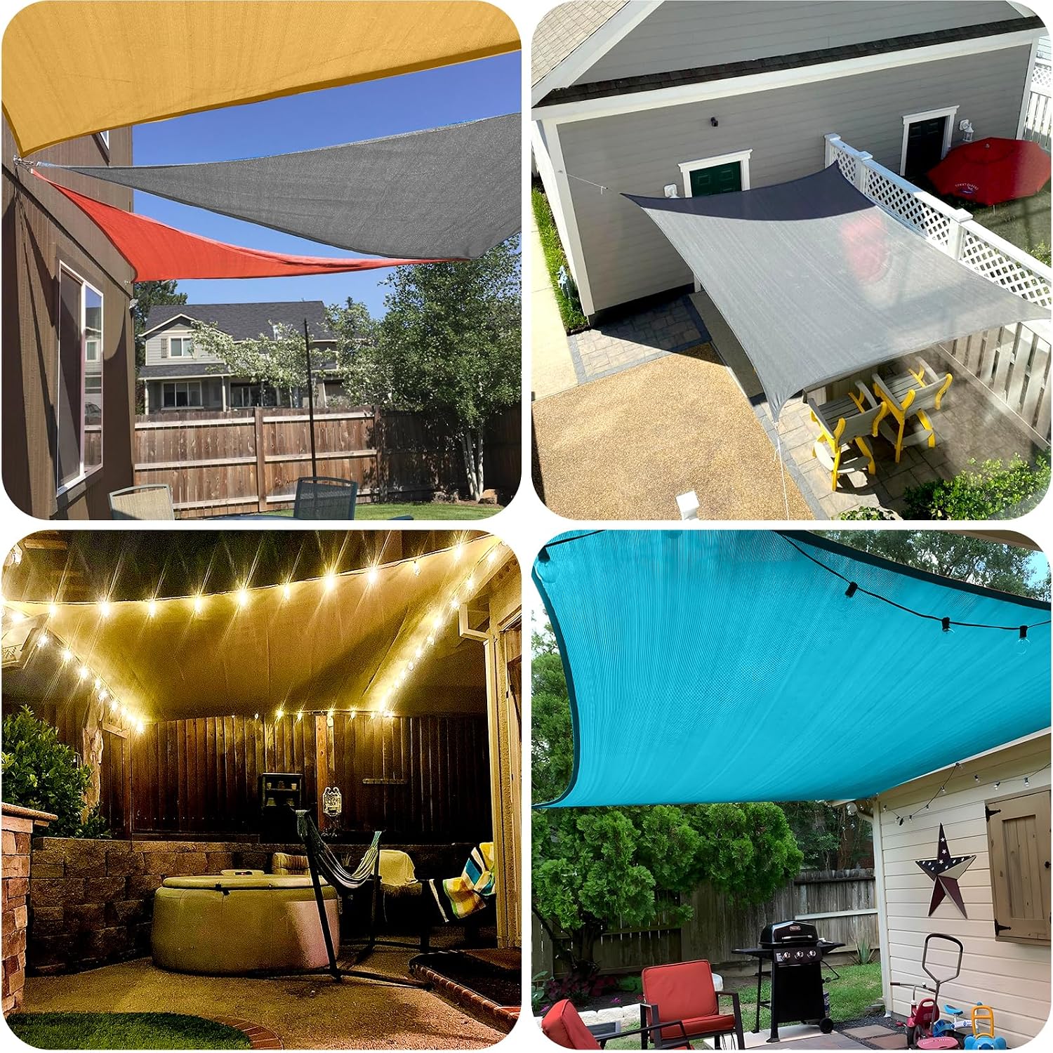 Sun Shade Sail 8' x 10' Sand Rectangle UV Block Shade Cover | Outdoor sun shade sail for backyard, patio, garden, deck