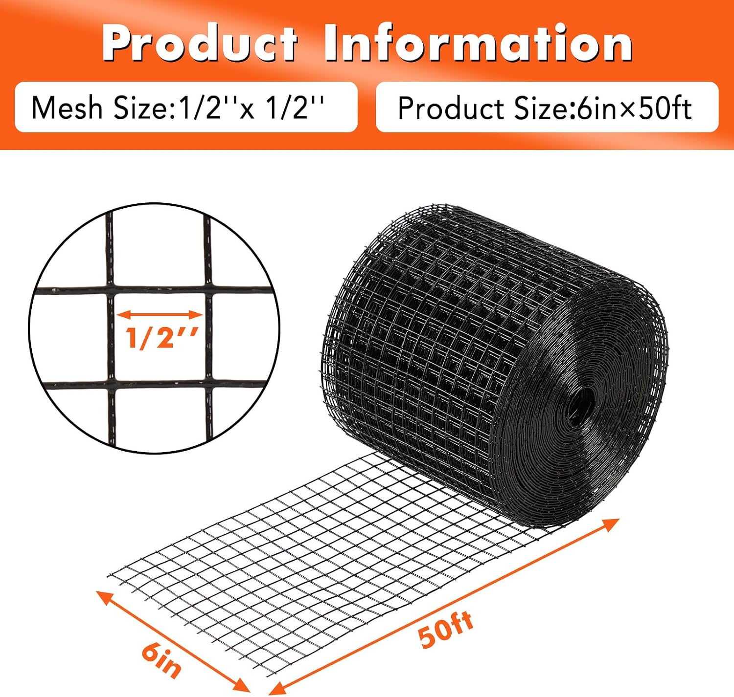 6in x 50ft Solar Panel Bird Guard & Critter Guard Mesh Kit, PVC Coated Wire Mesh Bird Wire with 60 Clips, 100 Cable