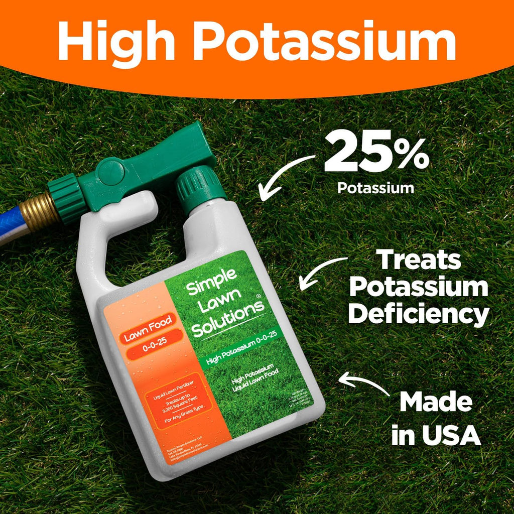 Simple Lawn Solutions - High Potassium Lawn Food Liquid Fertilizer 0-0-25 - Concentrated Spray - Turf Grass Vigor and