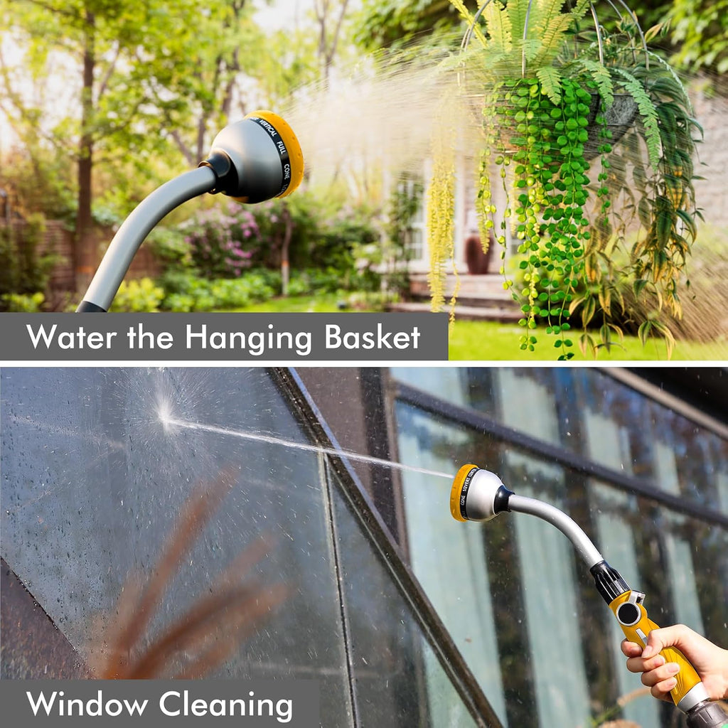 RESTMO Watering Wand Heavy Duty, 15-Inch Long Hose Nozzle Sprayer | 10 Spray Patterns & Thumb Flow Control, Metal
