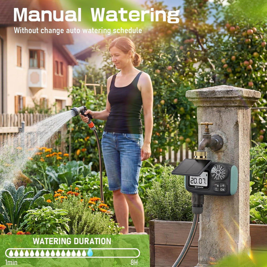 Solar Hose Timer, Sprinkler Timer Programmable with Brass Swivel | Water Timers for Garden Hose Watering with Rain