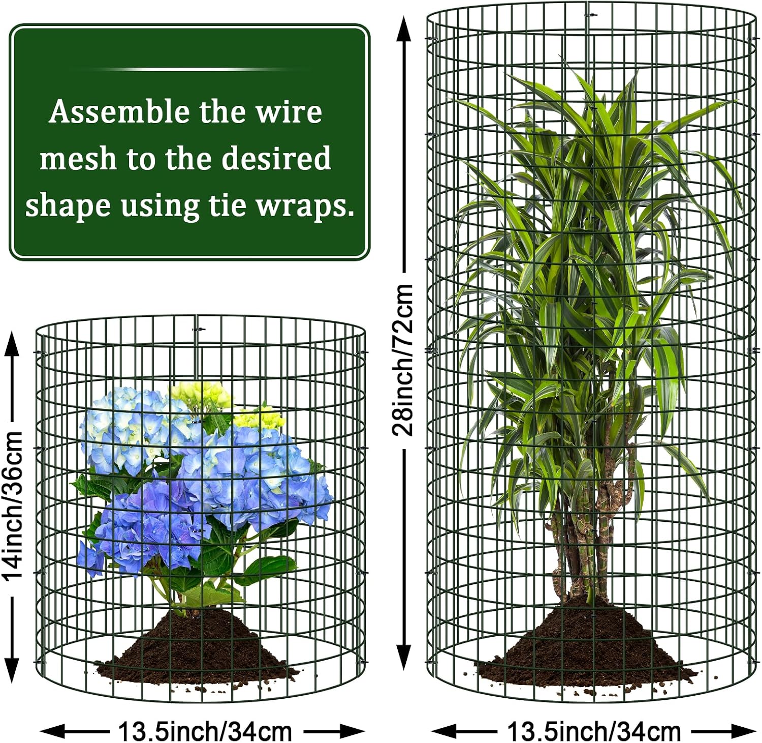 60 Pcs Plant Protectors from Animals, 13.5"X 14" Wire Plant Cages | Metal Plant Cages for Outdoor Plants to Keep Rabbit